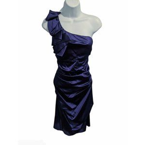 Roulette Purple One Shoulder Ruched Dress Size 10